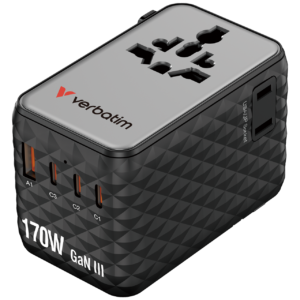Verbatim Charge 'n' Travel 170W GaN III Universal Travel Adapter