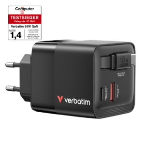 VERBATIM MINI CHARGER 65W WITH CABLE