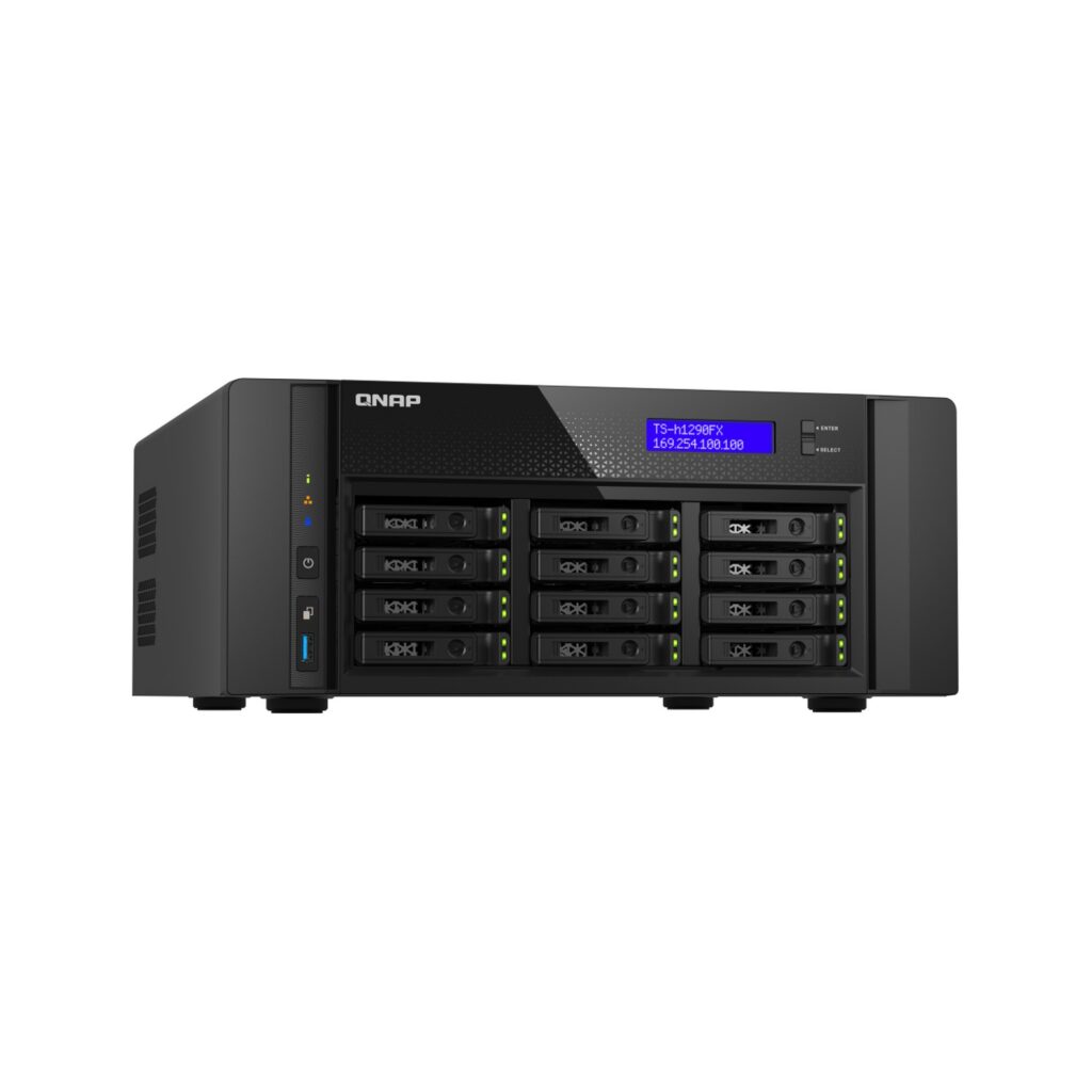 שרת אחסון NAS QNAP TS-h1290FX-7232P-64G - 12 מפרצים, 64GB RAM, שולחני (Tower)