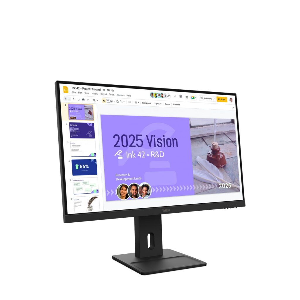 מסך Lenovo ThinkVision E27Q-40 64BDGAT4IS 27" QHD (2560×1440) IPS 100Hz, רמקולים מובנים, מעמד מתכוונן