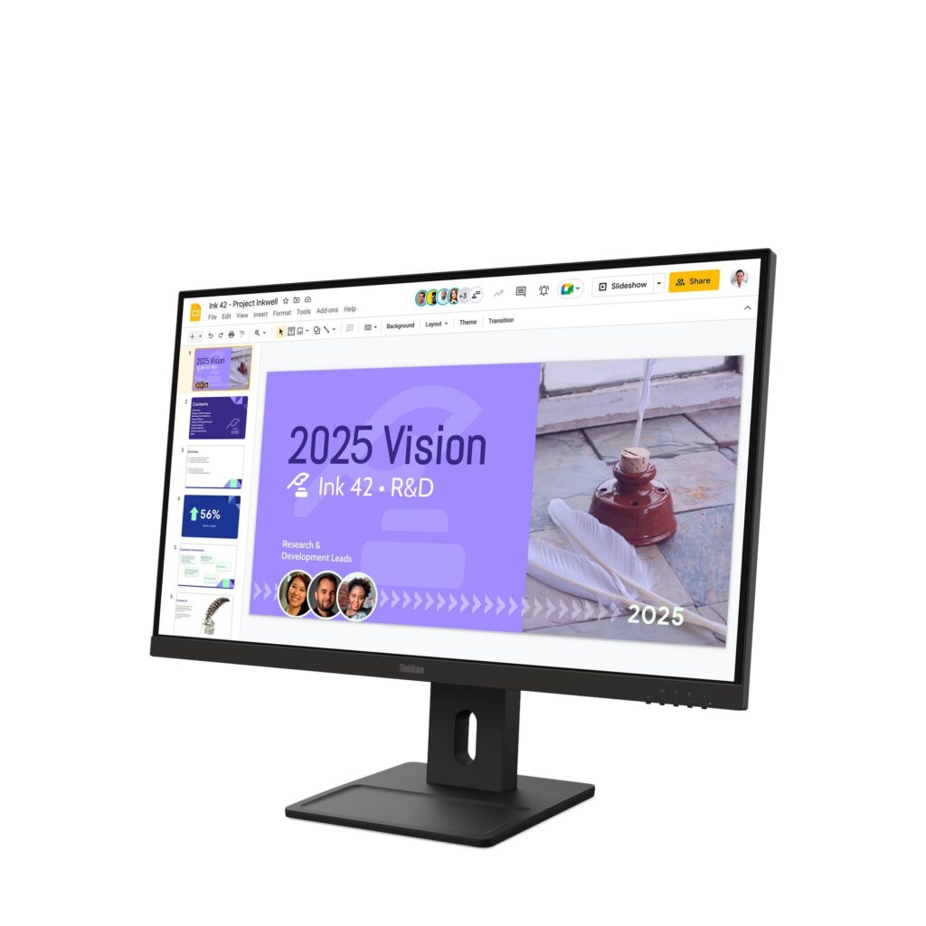 מסך Lenovo ThinkVision E27Q-40 64BDGAT4IS 27" QHD (2560x1440) IPS 100Hz, רמקולים מובנים, מעמד מתכוונן