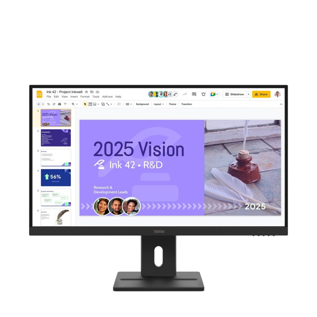 מסך Lenovo ThinkVision E27Q-40 64BDGAT4IS 27" QHD (2560x1440) IPS 100Hz, רמקולים מובנים, מעמד מתכוונן