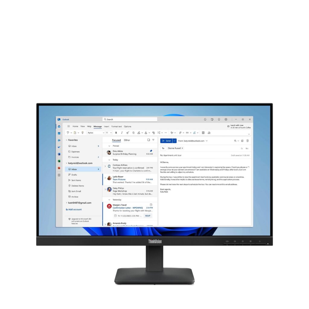 מסך Lenovo ThinkVision S24-4e 64B5KAT1IS 23.8" Full HD (1920×1080) IPS 100Hz