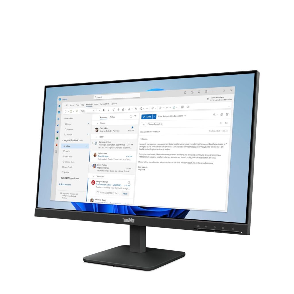 מסך Lenovo ThinkVision S24-4e 64B5KAT1IS 23.8" Full HD (1920x1080) IPS 100Hz