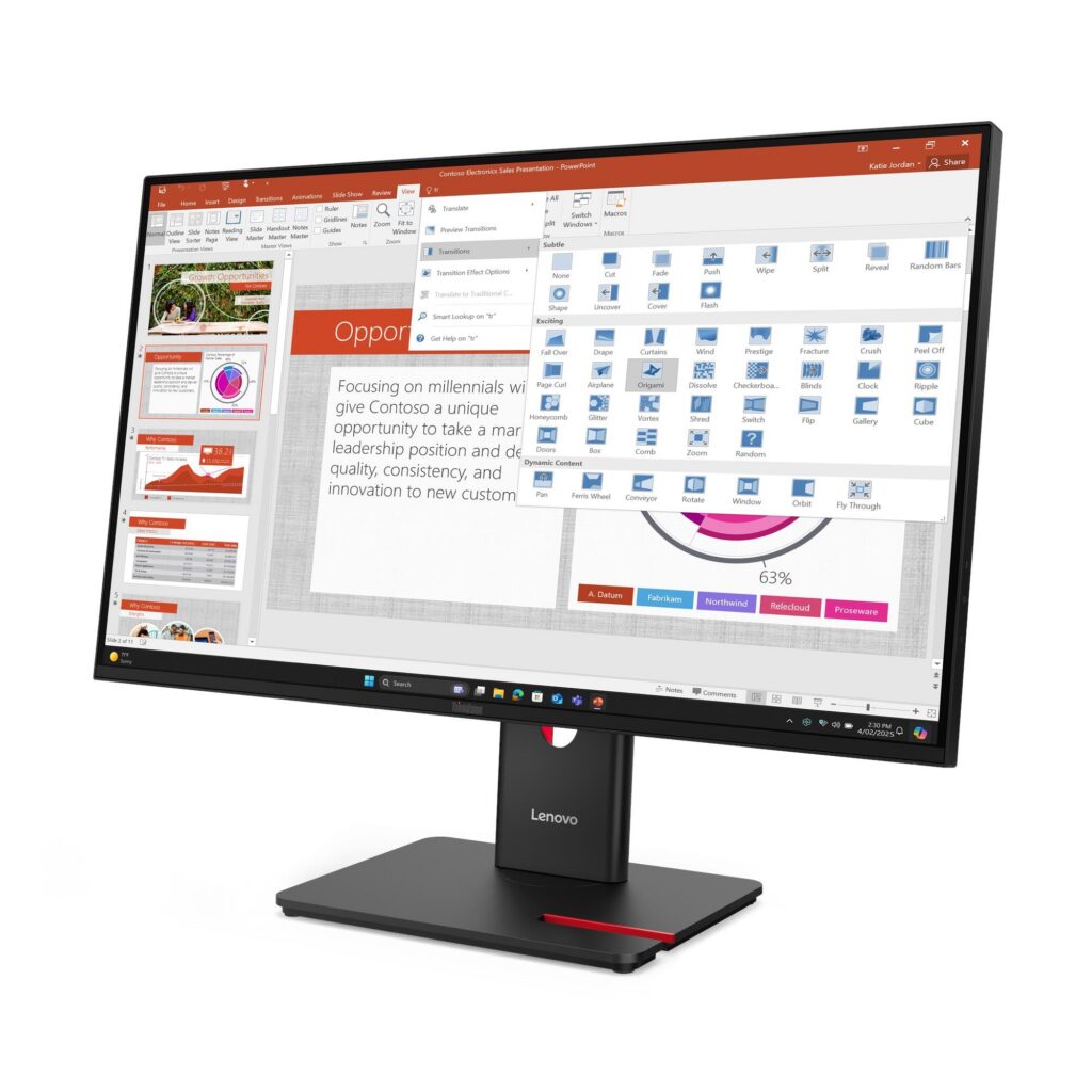 מסך Lenovo ThinkVision T27-40 64A5MAT6IS 27" Full HD (1920x1080) IPS 120Hz, USB-C עם עגינה, RJ45
