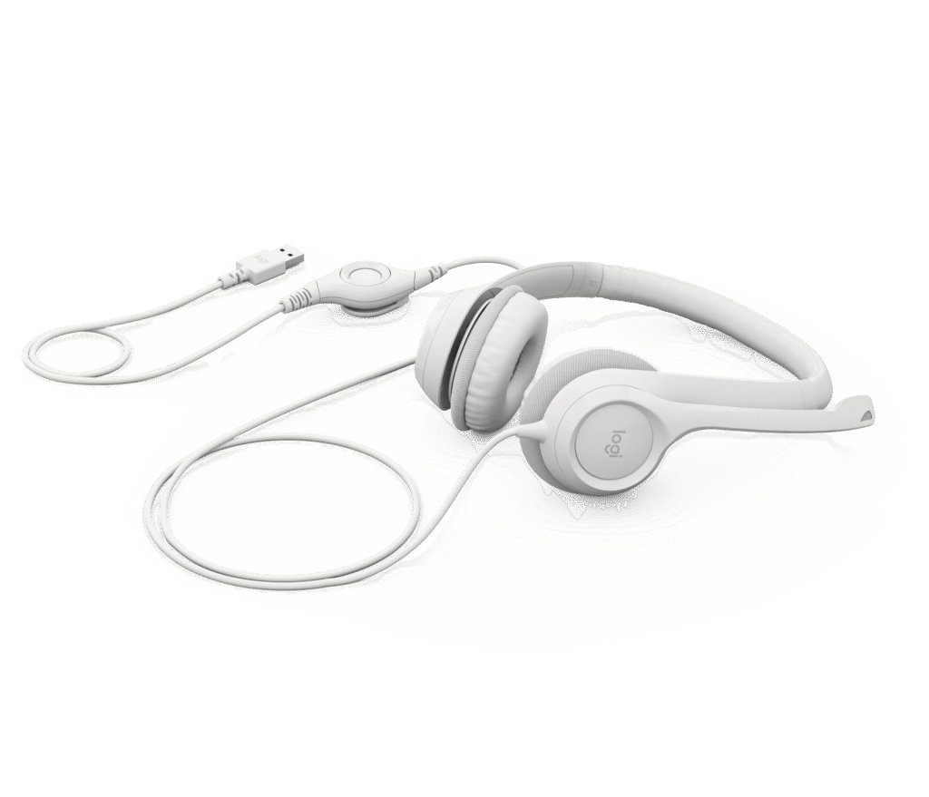 אוזניות Logitech H390 – לבן שבור