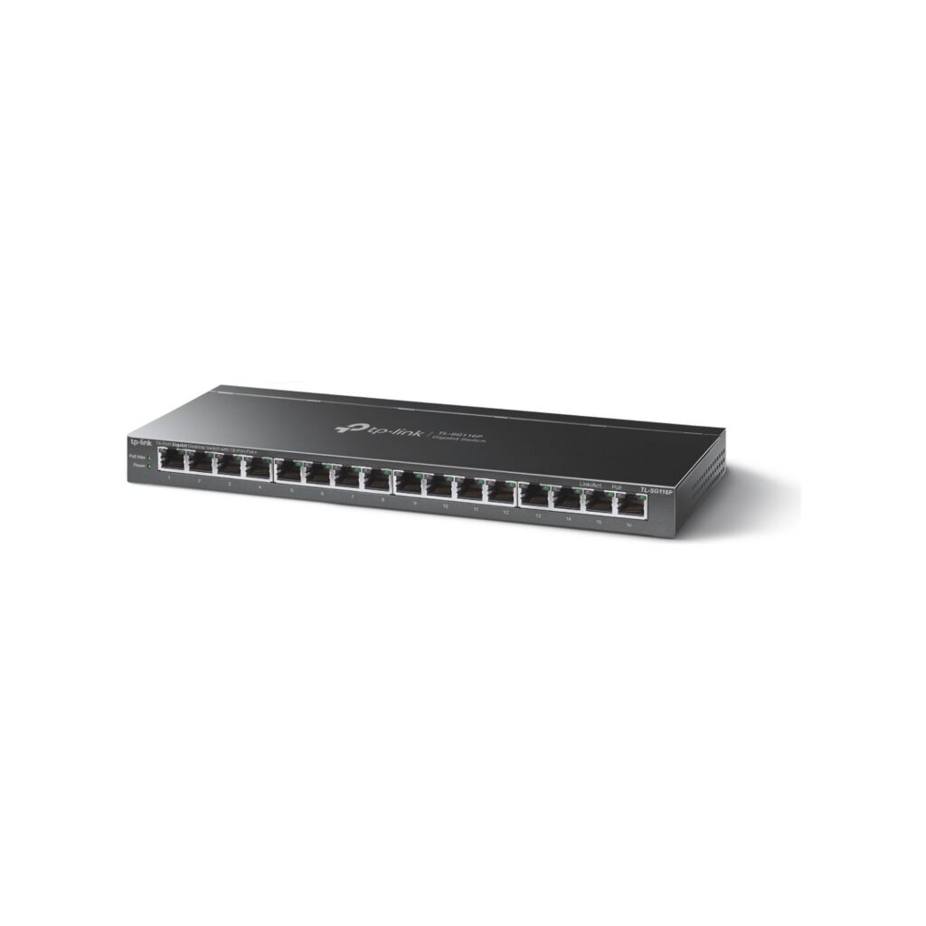 מתג שולחני מתכת מהירות TL-SG116P GIGA 16POE+ 120W