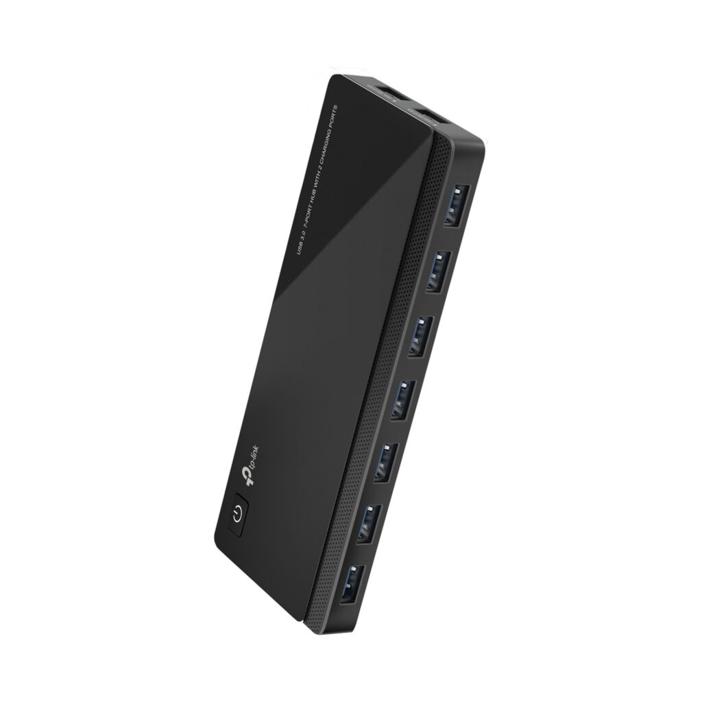 מפצל+ספק TPLINK USB 3.0 7-Port Hub with 2 Charging Ports